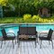 Costway 4 PCS Patio Furniture Set Sofa Coffee Table Steel Frame Garden Deck Black